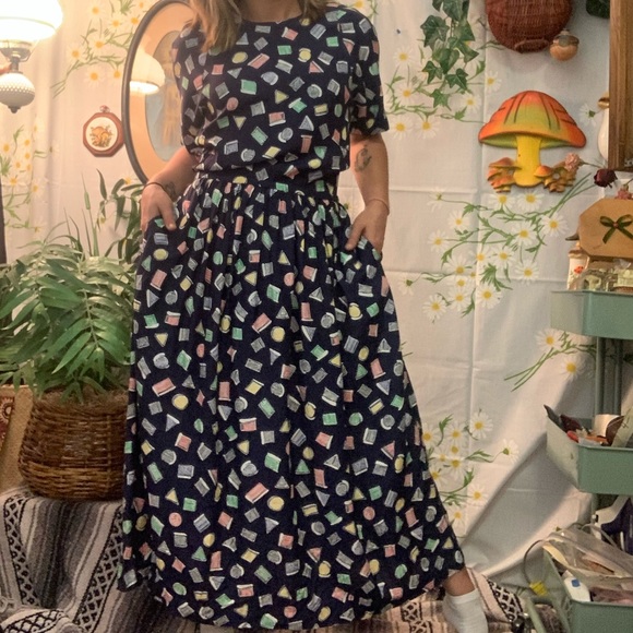 geometric pattern maxi dress